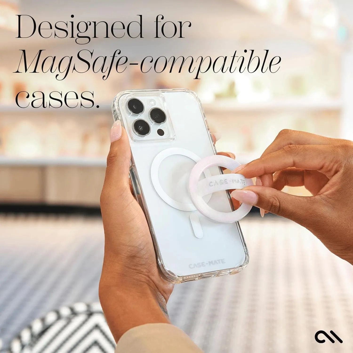 Case-Mate Magnetic Phone Grip MagSafe Loop Grip - Detachable Holder for Hand - Thin Collapsible Soft MagSafe Grips for Back of Phone for iPhone 16 Pro Max /15 Pro Max/14/13/12/S25 Ultra - Soap Bubble