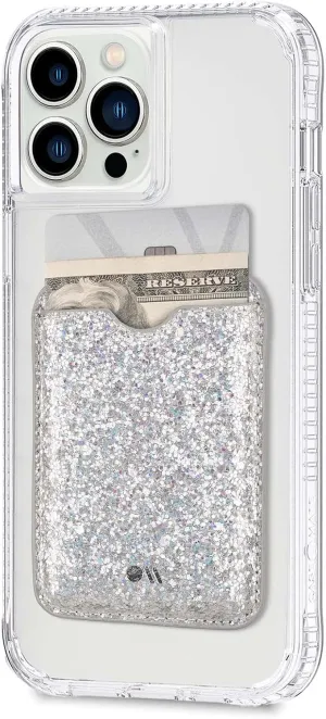 Case-Mate Magnetic Wallet for iPhone [Card Holder] [Holds up to 3 Cards & Cash] - Vegan Leather MagSafe Wallet - Magnetic Phone Card Holder for iPhone 15 Pro Max / 15 Pro /14 Plus /14/13/12 - Sparkle
