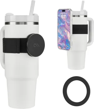 Case-Mate Magnetic Water Bottle Phone Holder - Hands-Free Tumbler Holder w/Strap for Stanley Cup [MagSafe Compatible] - Gym and Travel Accessories for Women - Compatible w/iPhone and Android - Black
