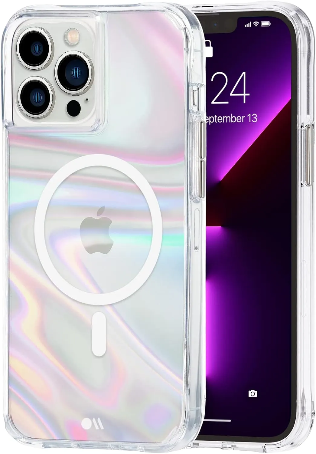 Case-Mate Soap Bubble iPhone 13 Case [10ft Drop Protection] [Compatible with MagSafe] Magnetic Cover for iPhone 13 6.1" - Iridescent Swirl Effect, Anti-Scratch, Shock Absorbing, Slim Fit - Iridescent