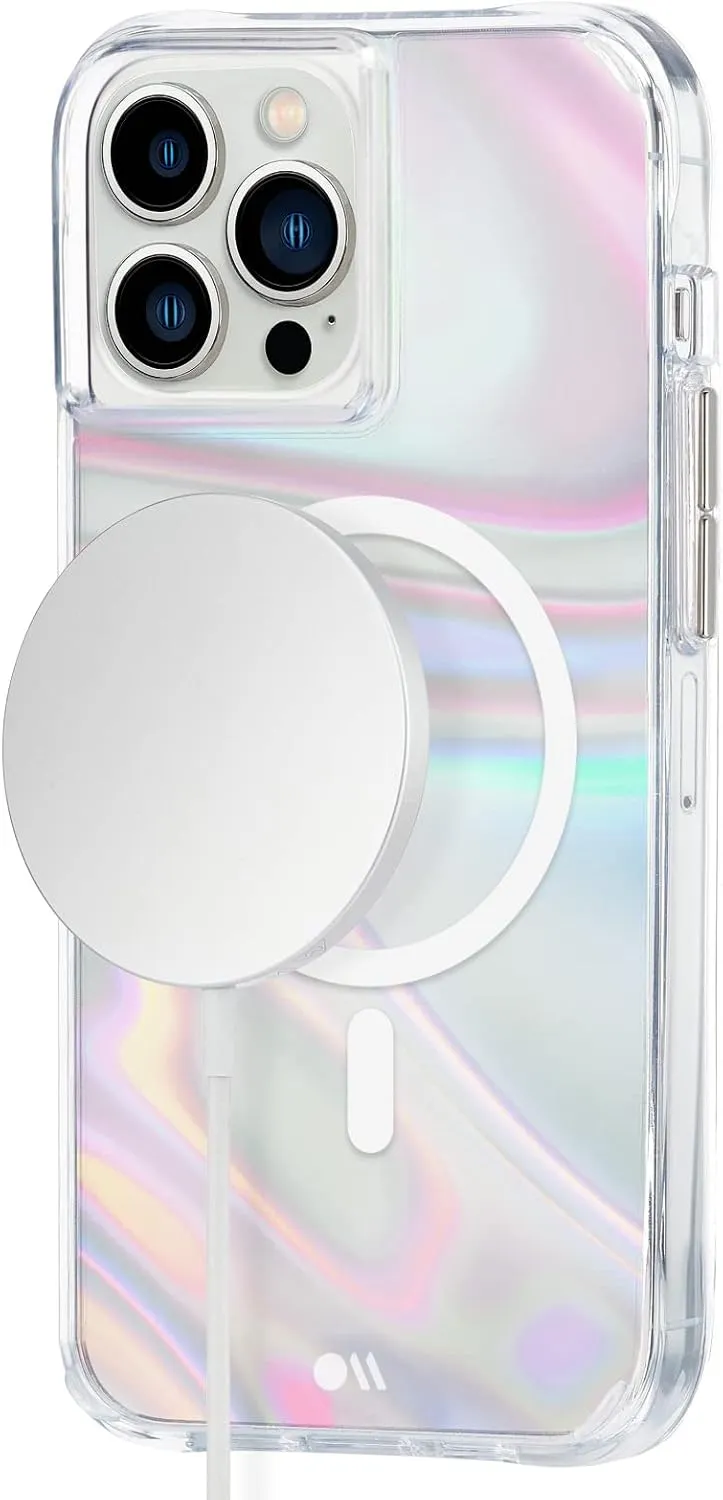 Case-Mate Soap Bubble iPhone 13 Case [10ft Drop Protection] [Compatible with MagSafe] Magnetic Cover for iPhone 13 6.1" - Iridescent Swirl Effect, Anti-Scratch, Shock Absorbing, Slim Fit - Iridescent