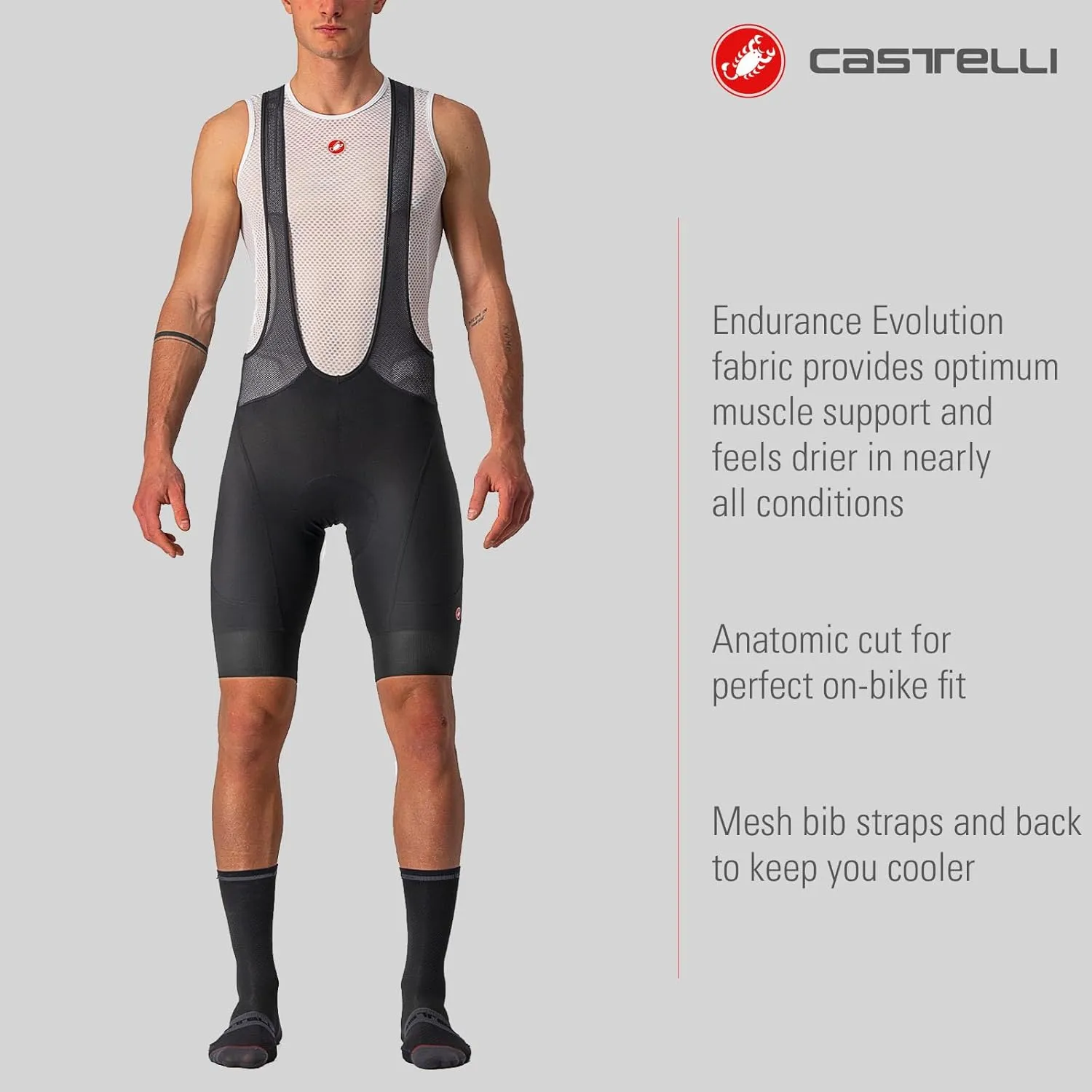 CASTELLI Men's Endurance 3 Bibshort for Road and Gravel Biking l Cycling