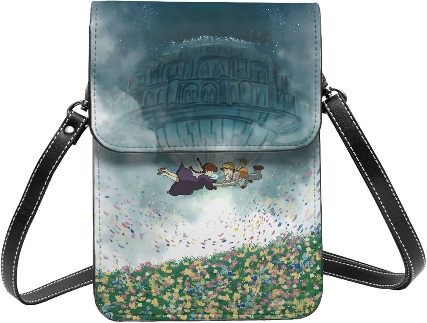 Castle In The Sky Wallet Phone Women'S Fashion Purse Adjustable Handba Crossbody Bags