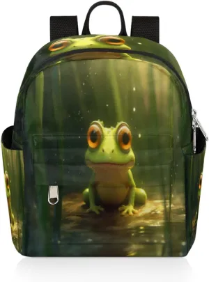 cfpolar Mini Backpack Purse for Women, Green Frog Swamp Small Backpack Multi Functional Casual Daypack Soft Shoulder Bag Handbags for Ladies Travel Work