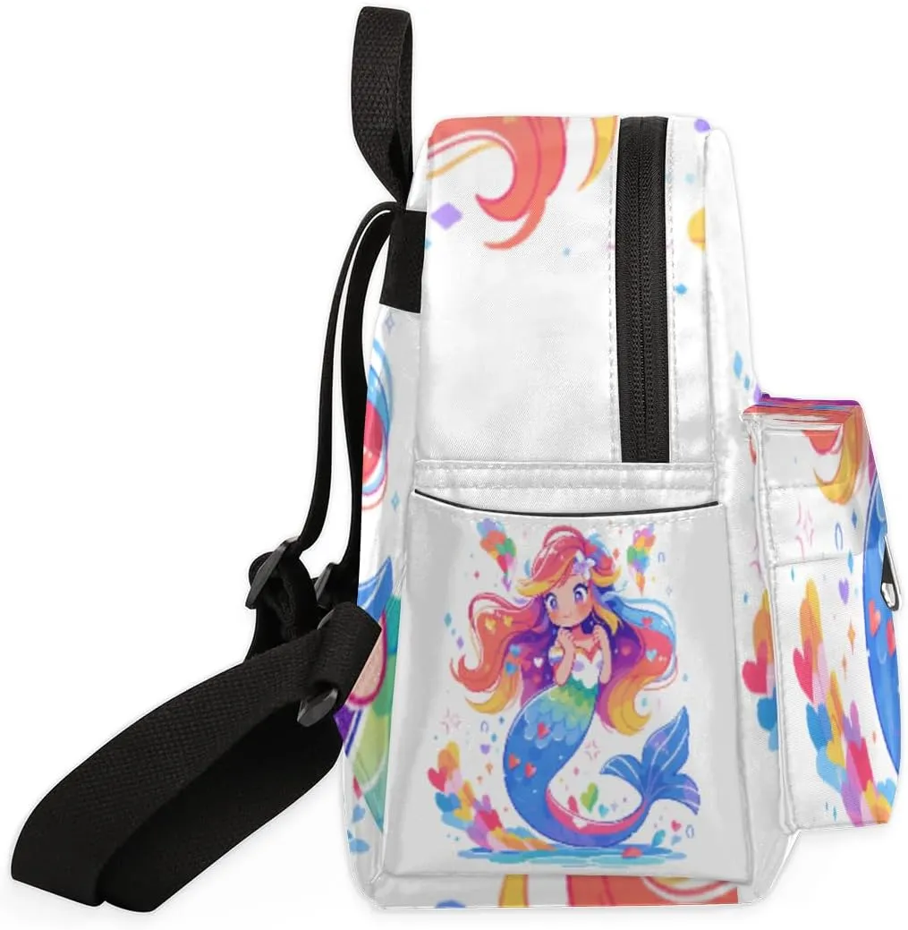 cfpolar Mini Backpack Purse for Women, Hand Draw Cute Mermaid Small Backpack Multi Functional Casual Daypack Soft Shoulder Bag Handbags for Ladies Travel Work