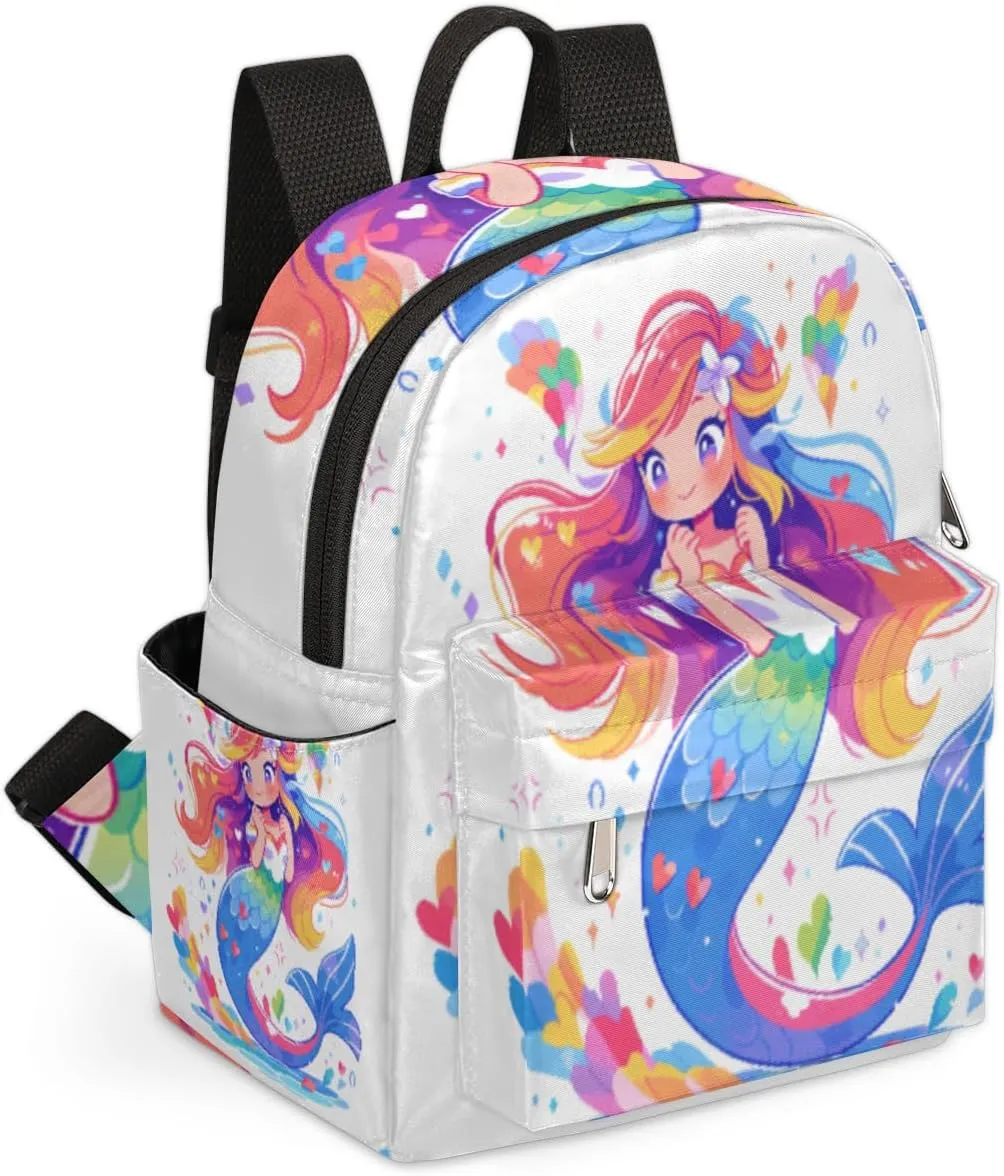 cfpolar Mini Backpack Purse for Women, Hand Draw Cute Mermaid Small Backpack Multi Functional Casual Daypack Soft Shoulder Bag Handbags for Ladies Travel Work