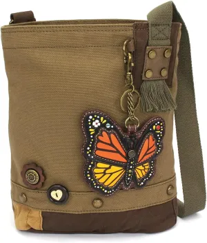 CHALA Patch Cross-Body Women Handbag, Canvas Messenger Bag - Olive