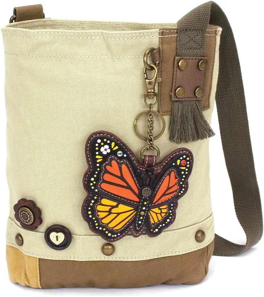 CHALA Patch Cross-Body Women Handbag, Sand Canvas Messenger Bag