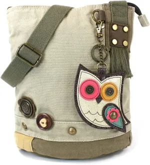 CHALA Patch Cross-Body Women Handbag, Sand Canvas Messenger Bag