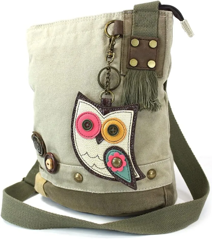 CHALA Patch Cross-Body Women Handbag, Sand Canvas Messenger Bag