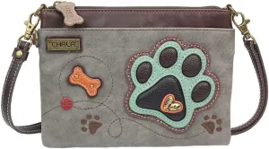 CHALA Paw Print Mini Crossbody Handbag Dog Lovers Gift, Dog Mom Convertible Straps with Metal Paw Charm Combo