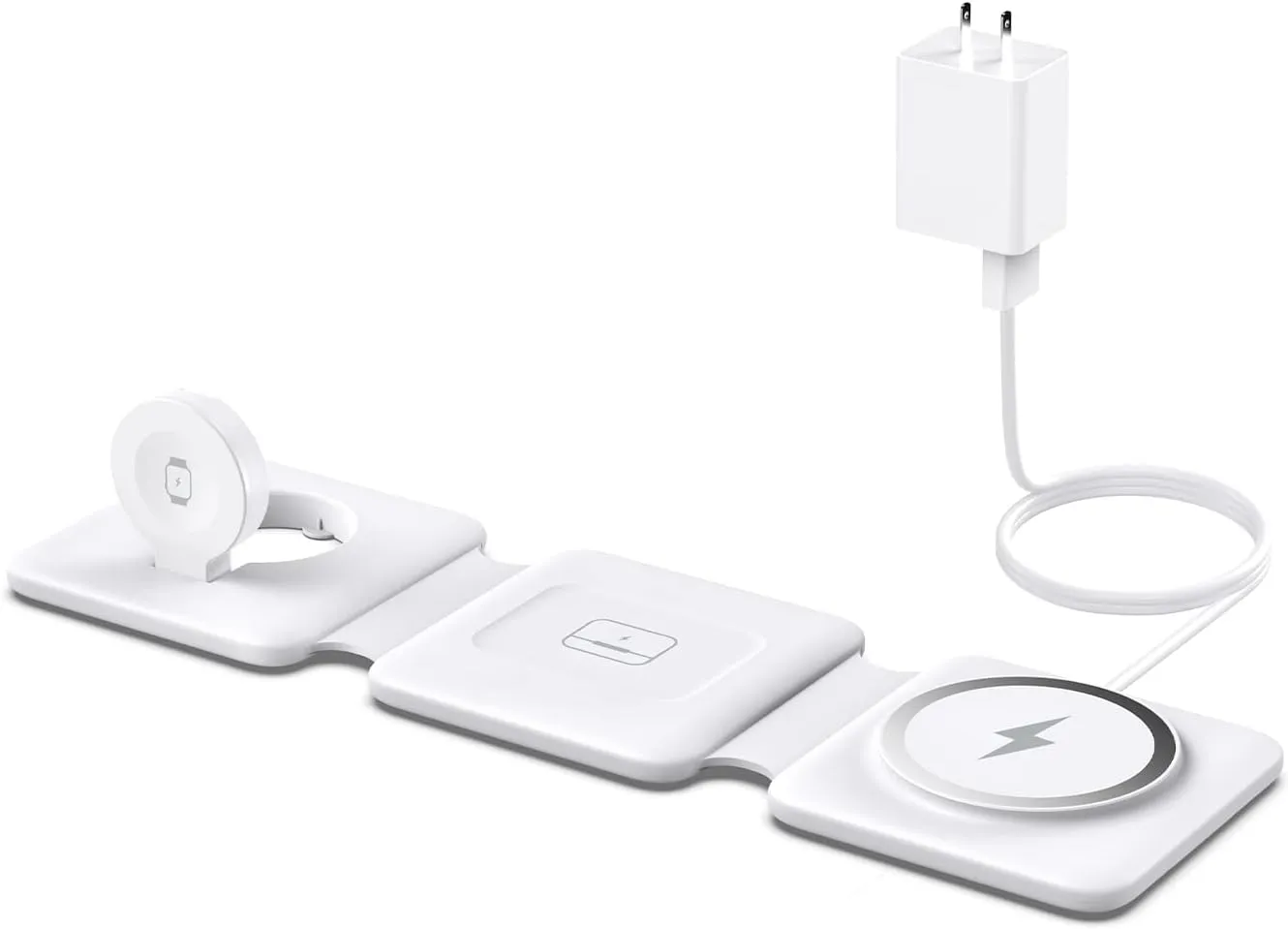 Charging Station for Apple Multiple Devices - 3 in 1 Foldable Magnetic Wireless Charger Dock - Travel Charging Pad for iPhone 16 15 14 13 12 Pro Max Plus Watch & Airpods