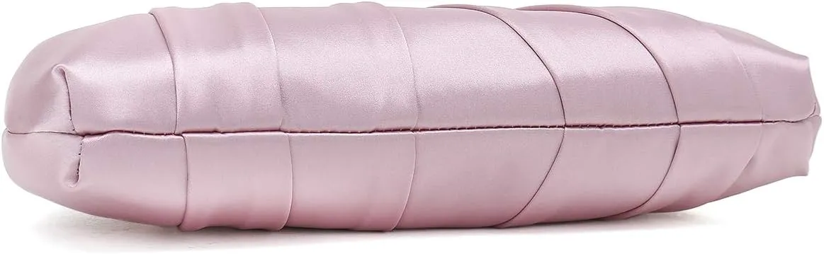 CHARMING TAILOR Classic Pleated Satin Clutch Bag Diamante Embellished Formal Handbag for Wedding/Prom/Black-Tie Events