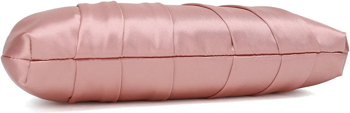 CHARMING TAILOR Classic Pleated Satin Clutch Bag Diamante Embellished Formal Handbag for Wedding/Prom/Black-Tie Events