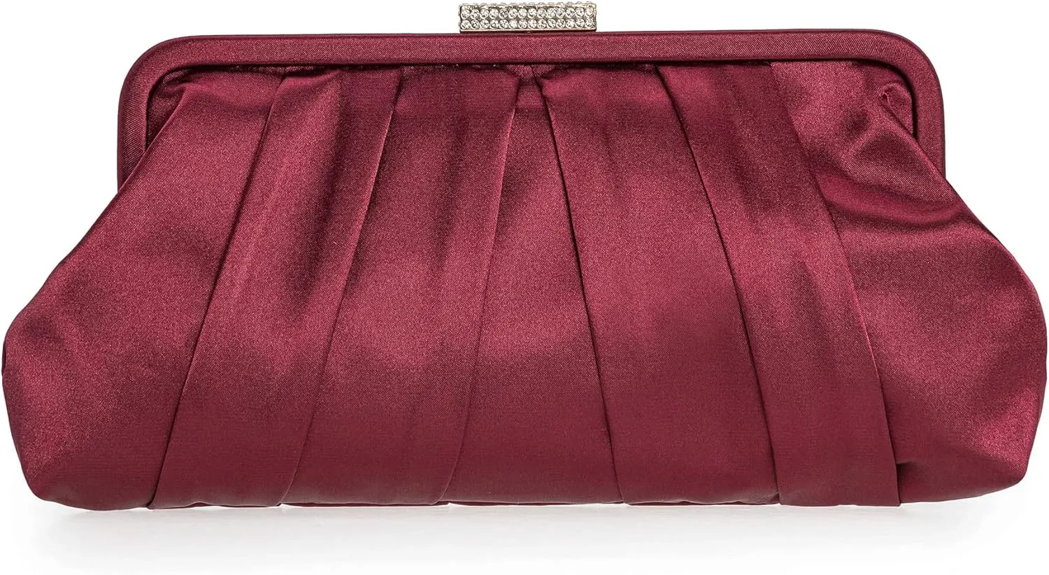 CHARMING TAILOR Classic Pleated Satin Clutch Bag Diamante Embellished Formal Handbag for Wedding/Prom/Black-Tie Events