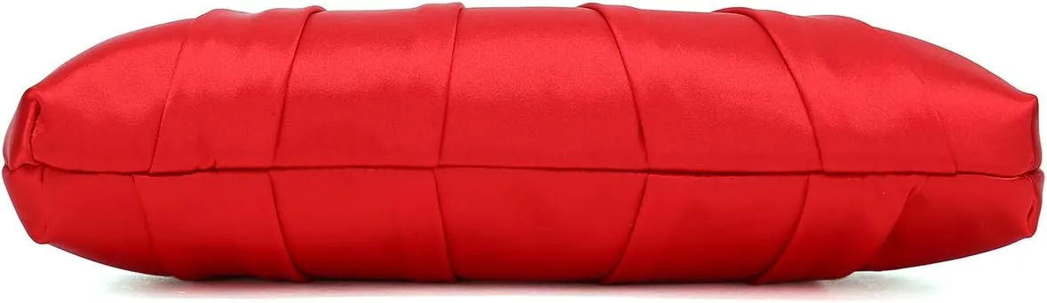 CHARMING TAILOR Classic Pleated Satin Clutch Bag Diamante Embellished Formal Handbag for Wedding/Prom/Black-Tie Events
