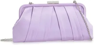 CHARMING TAILOR Classic Pleated Satin Clutch Bag Diamante Embellished Formal Handbag for Wedding/Prom/Black-Tie Events