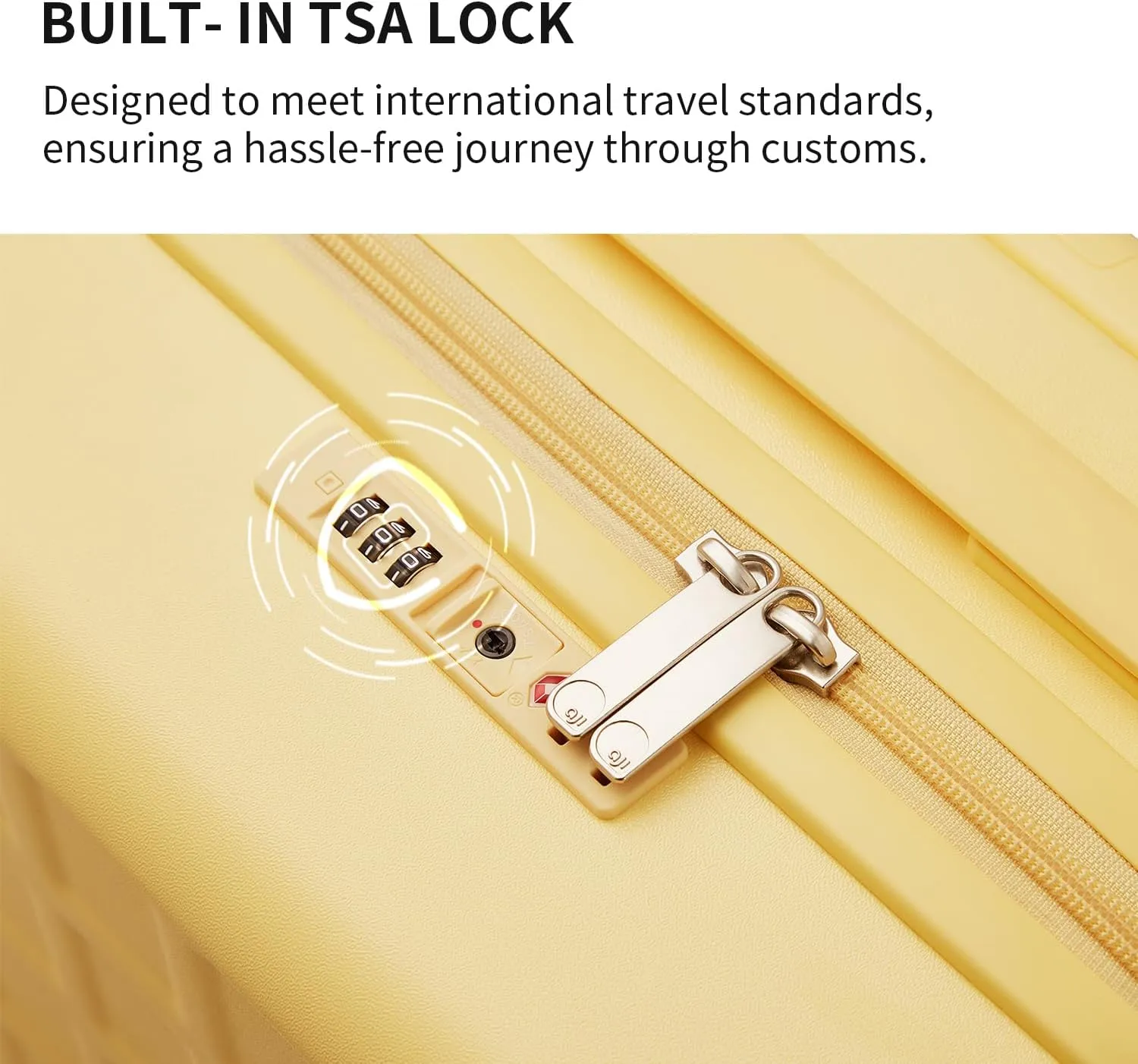 Checked 24 inch Luggage with 8 Spinner Wheels, Large Suitcase with TSA Lock, 100% Lightweight PC Hard Shell travel luggage Suitcases for Men Women, 24-Inch Checked-In, Cheese Yellow