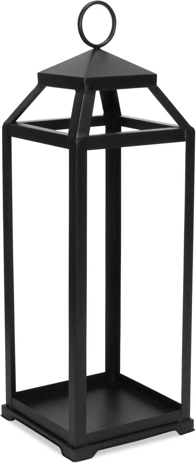 Cheungs Novara Tapered Square Top Metal Lantern - Black 6068BK