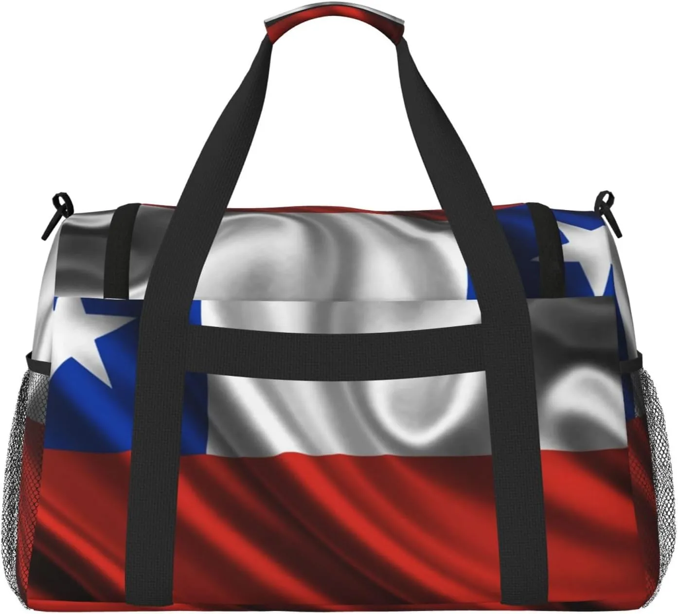 Chile Satin Flag Travel Duffel Bag Large Foldable Waterproof Overnight Bag For Beach Swim Bags Pool Sports Gym