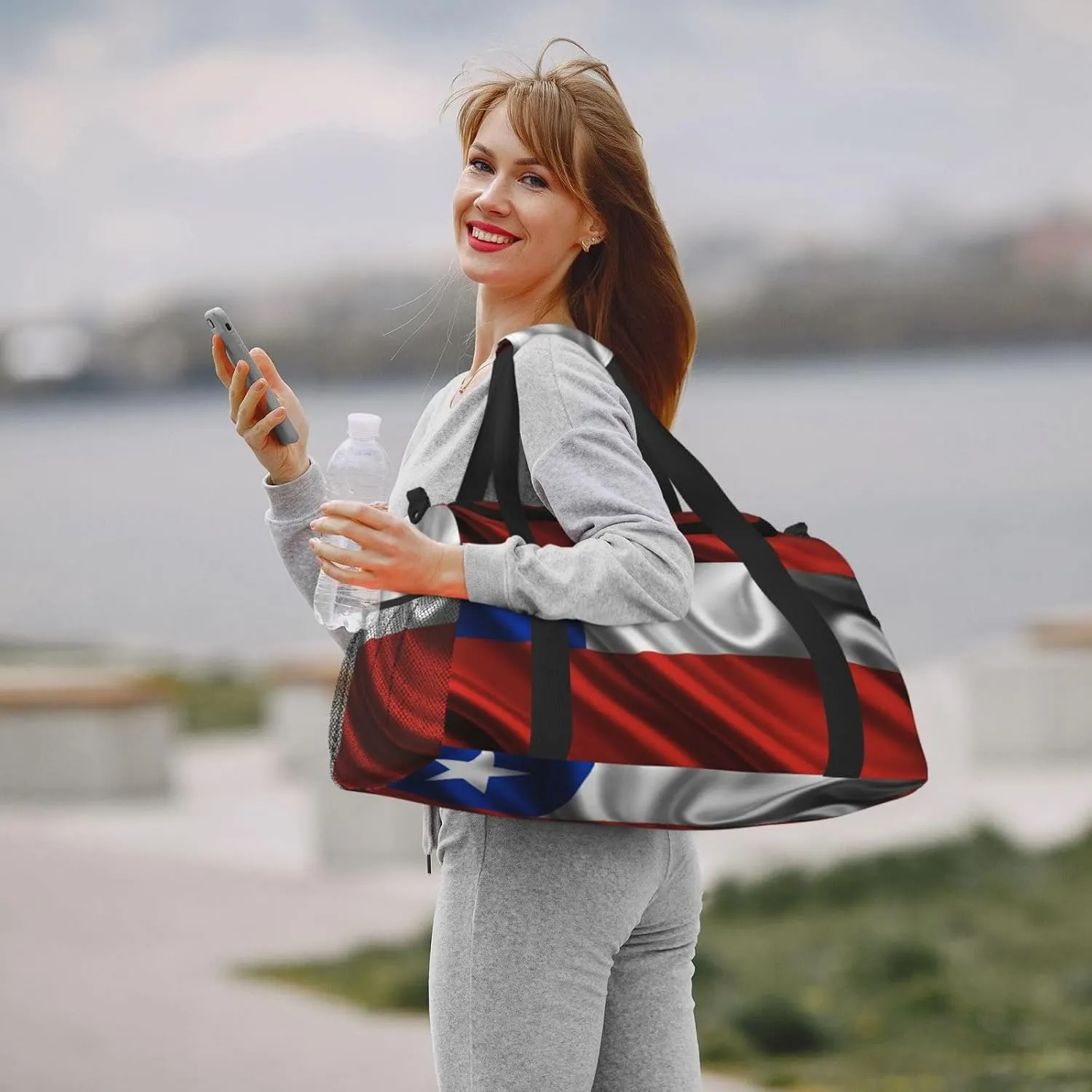 Chile Satin Flag Travel Duffel Bag Large Foldable Waterproof Overnight Bag For Beach Swim Bags Pool Sports Gym