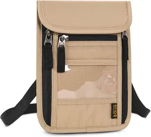 CLAPE RFID Neck Wallet Travel Bag with Soft and Innovative Tear-Resistant Fabric Family Passport Holder