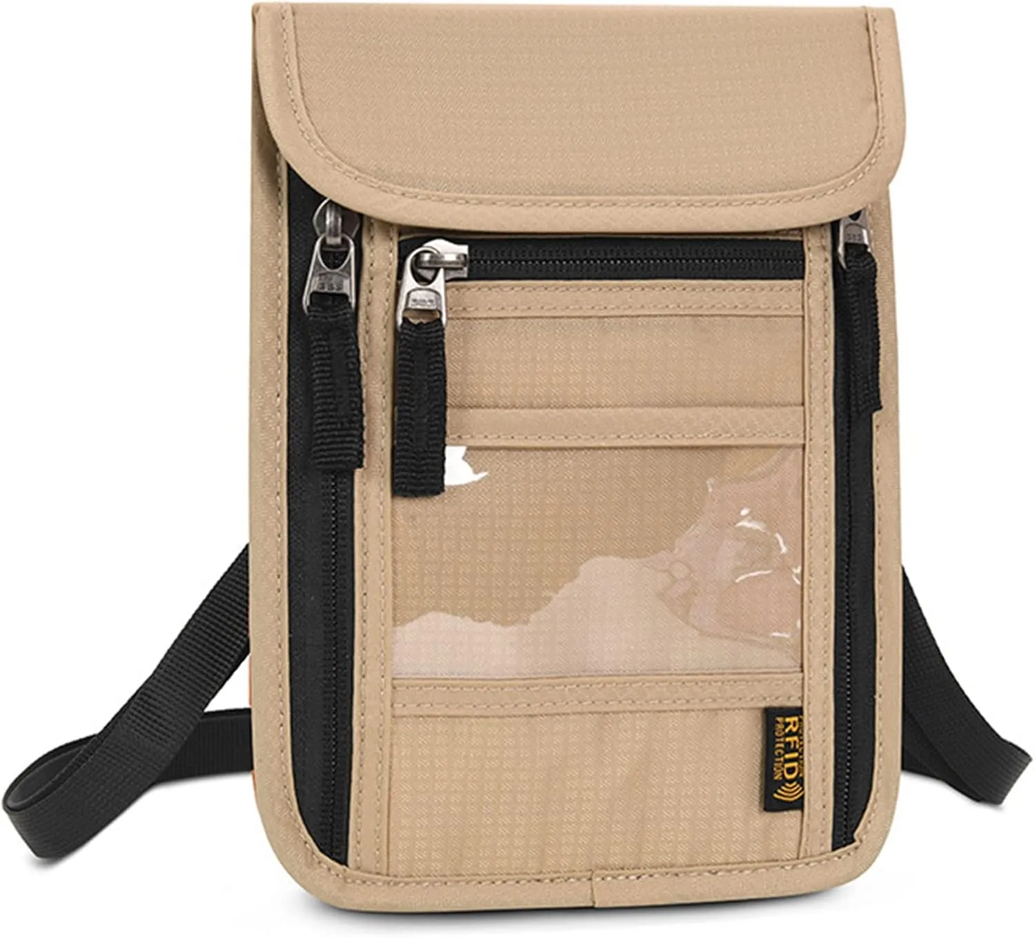 CLAPE RFID Neck Wallet Travel Bag with Soft and Innovative Tear-Resistant Fabric Family Passport Holder