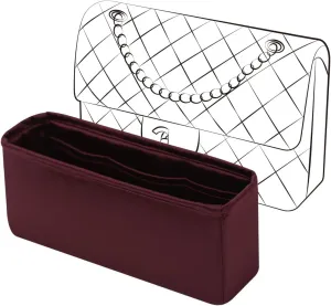 Classic Flap Insert, Purse Organizer Insert Compatible with Chanel Classic Flap Medium, Lightweight and Silky Smooth, Bag Organizer for CF Medium 25 (Medium, Burgundy)