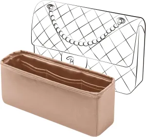 Classic Flap Jumbo Insert, Purse Organizer Insert Compatible with Chanel Classic Flap Bag Jumbo, Lightweight and Silky Smooth Handbag Shaper (Jumbo, Chai)