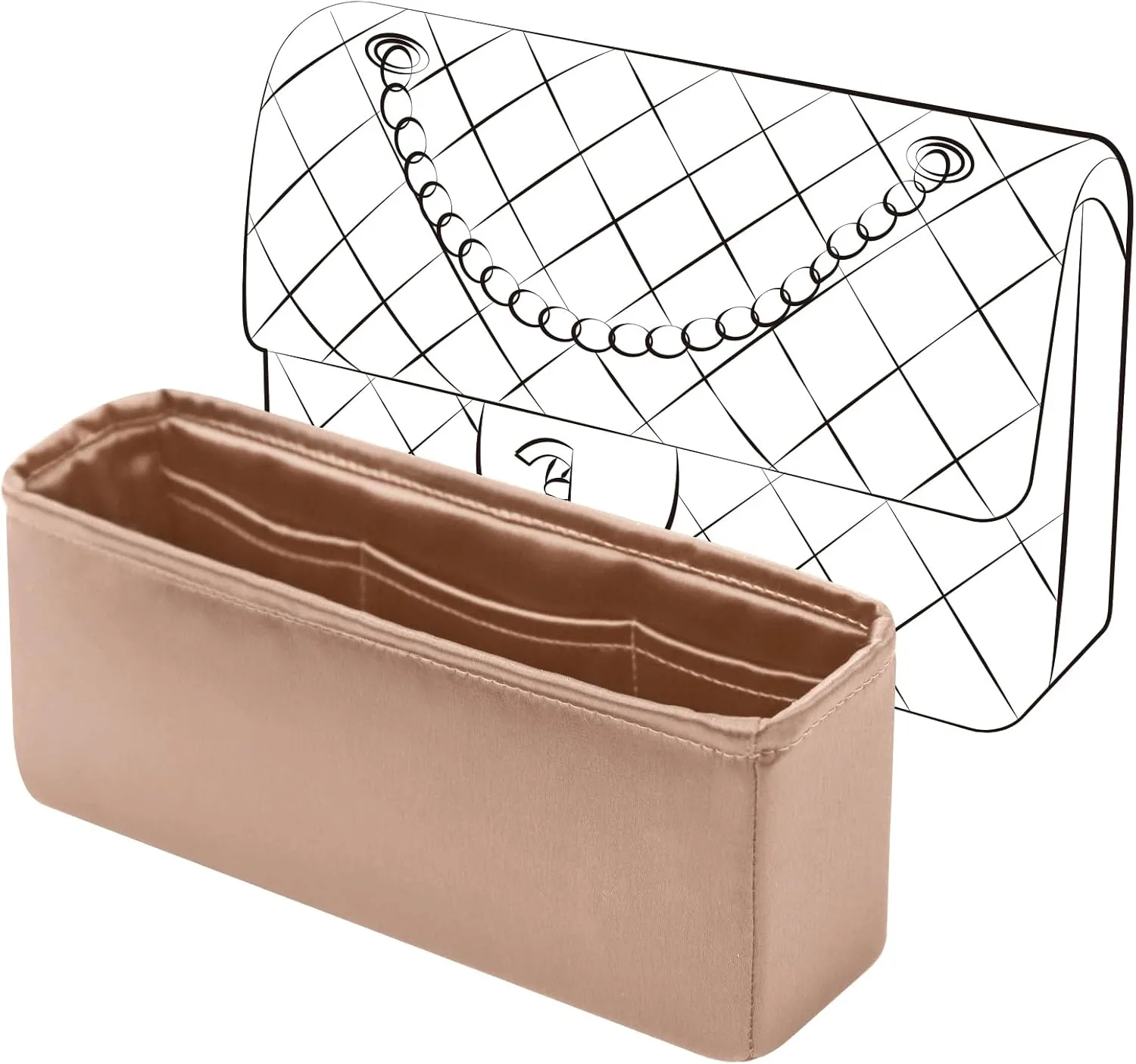 Classic Flap Jumbo Insert, Purse Organizer Insert Compatible with Chanel Classic Flap Bag Jumbo, Lightweight and Silky Smooth Handbag Shaper (Jumbo, Chai)