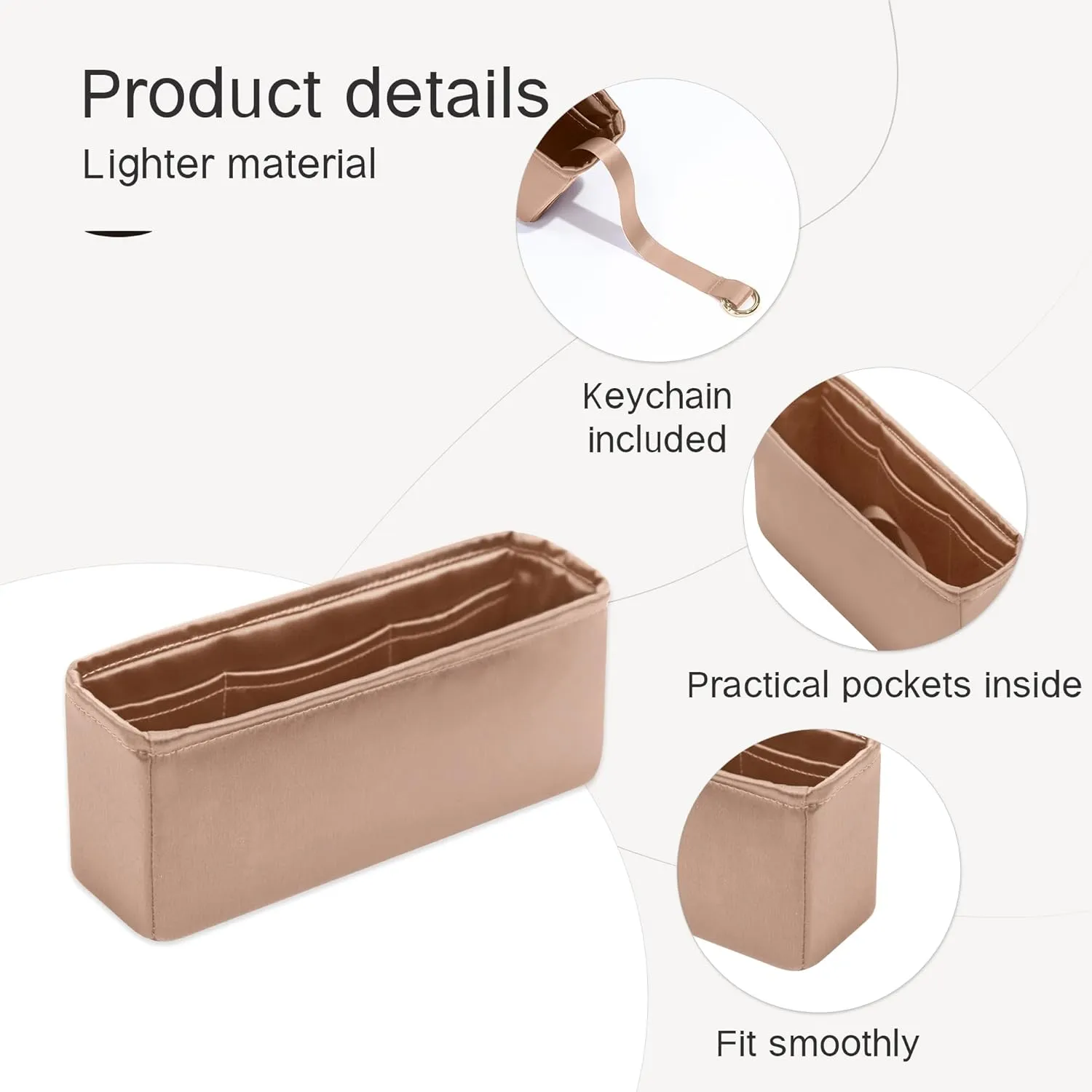 Classic Flap Jumbo Insert, Purse Organizer Insert Compatible with Chanel Classic Flap Bag Jumbo, Lightweight and Silky Smooth Handbag Shaper (Jumbo, Chai)