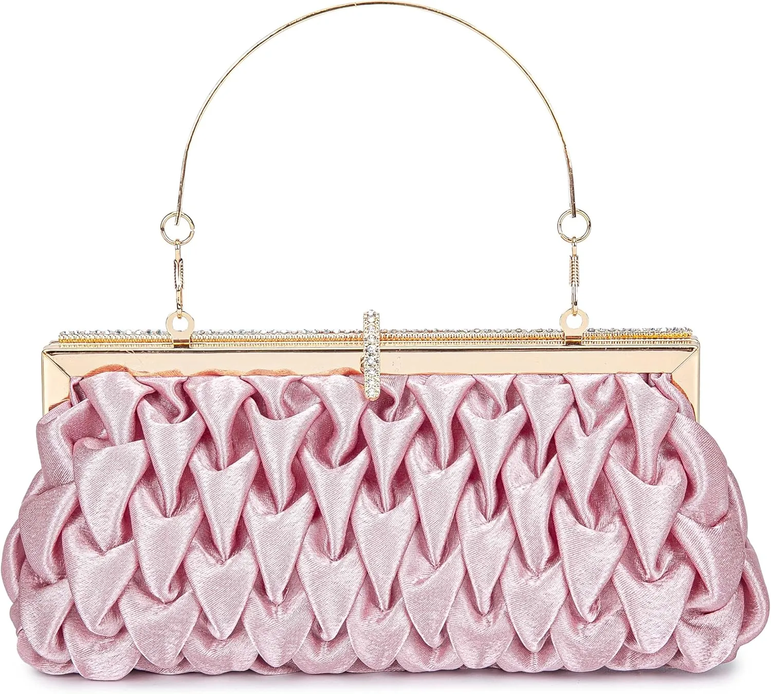 Classic Satin Clutch Bag Diamante Embellished Formal Evening Handbag for Wedding Prom Party Purses