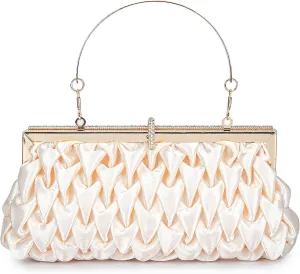 Classic Satin Clutch Bag Diamante Embellished Formal Evening Handbag for Wedding Prom Party Purses
