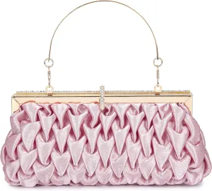 Classic Satin Clutch Bag Diamante Embellished Formal Evening Handbag for Wedding Prom Party Purses