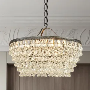 Classical Vintage Round Chandelier, Elegance Luxury Crystal Ceiling Light, Retro Exquisite Crystal Ceiling Light Fixture, Light Fixtures for Living Room, Dining Room, Bedroom (Large- 28“ Diam)