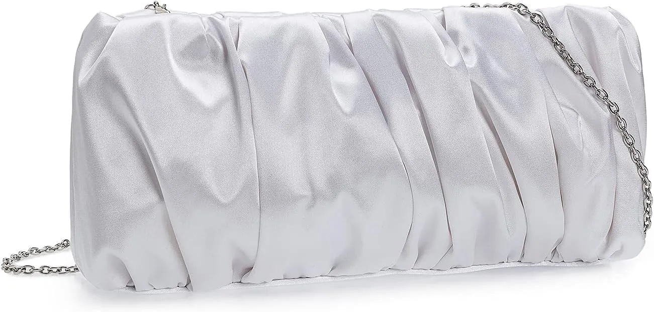 Classy Evening Bags Pleated Satin Clutch Formal Dressy Purses Wedding/Prom/Party Handbag for Women