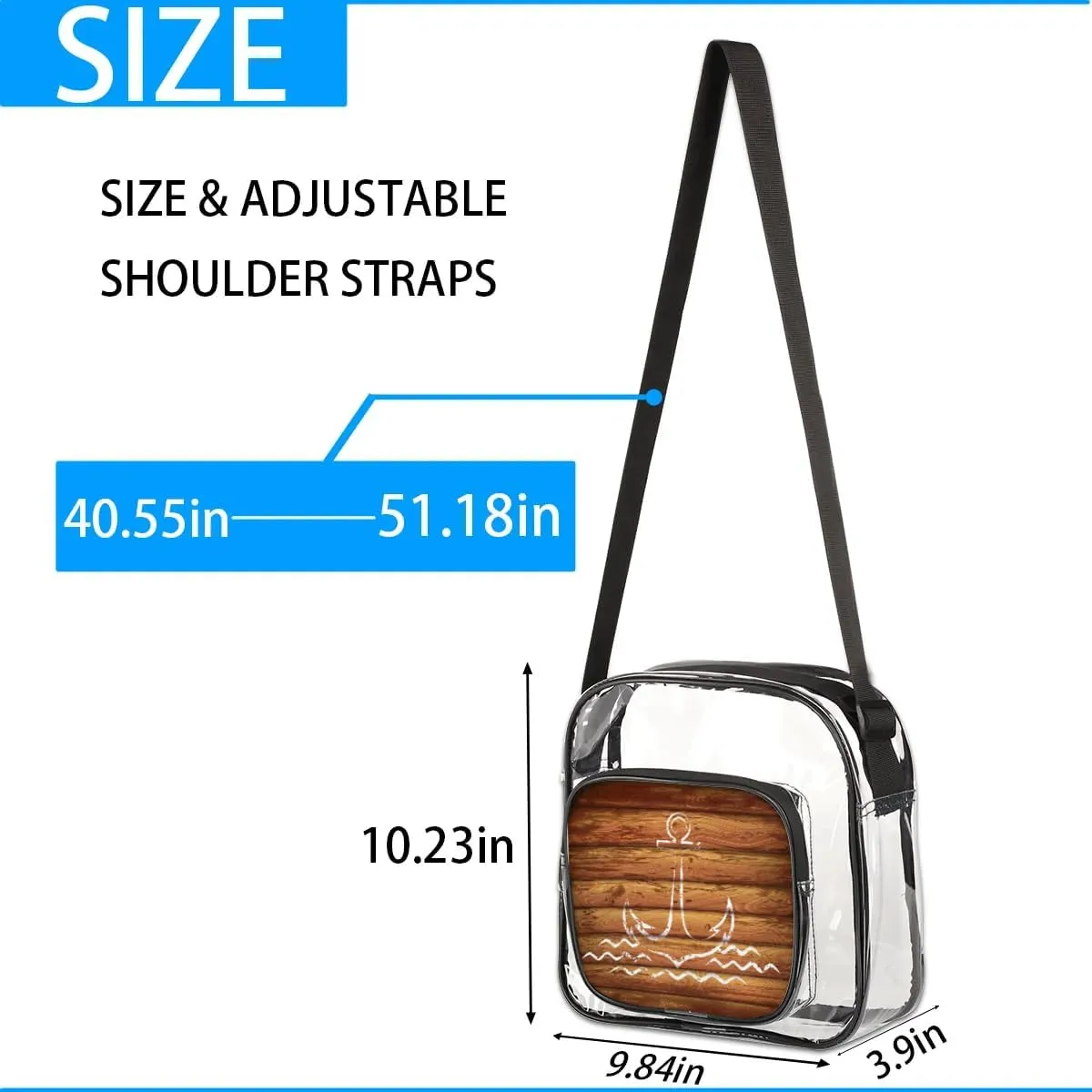 Clear Crossbody Bag Stadium Approved for Women and Men Transparent Messenger Shoulder Bag Clear Purse Bag