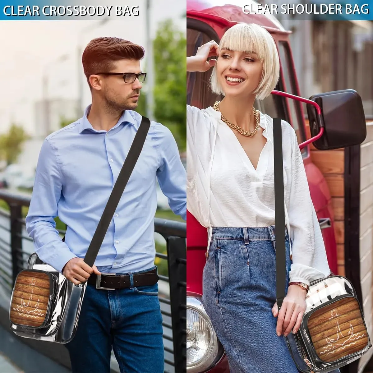 Clear Crossbody Bag Stadium Approved for Women and Men Transparent Messenger Shoulder Bag Clear Purse Bag