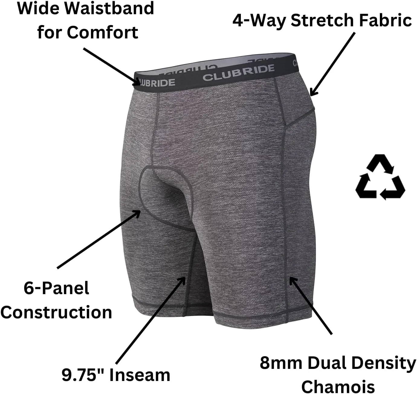 Club Ride Men's Woodchuck 3D Gel Padded Bike Shorts for Men - Endurance Cycling Liner - Breathable, Quick-Dry Fabric