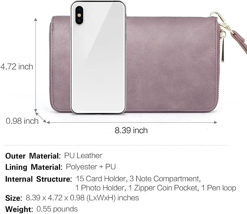 CLUCI Womens Wallet RFID Bifold Wristlet Large