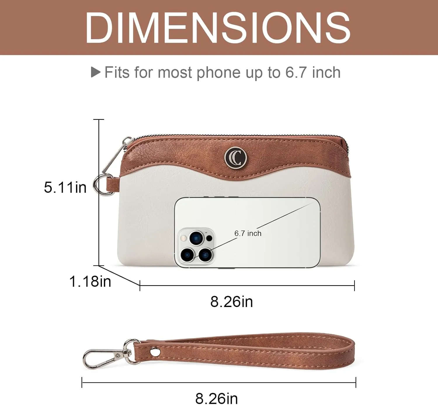 CLUCI Wristlet Wallets for Women Travel Phone Handbag Leather Clutch Purses with Card Slots