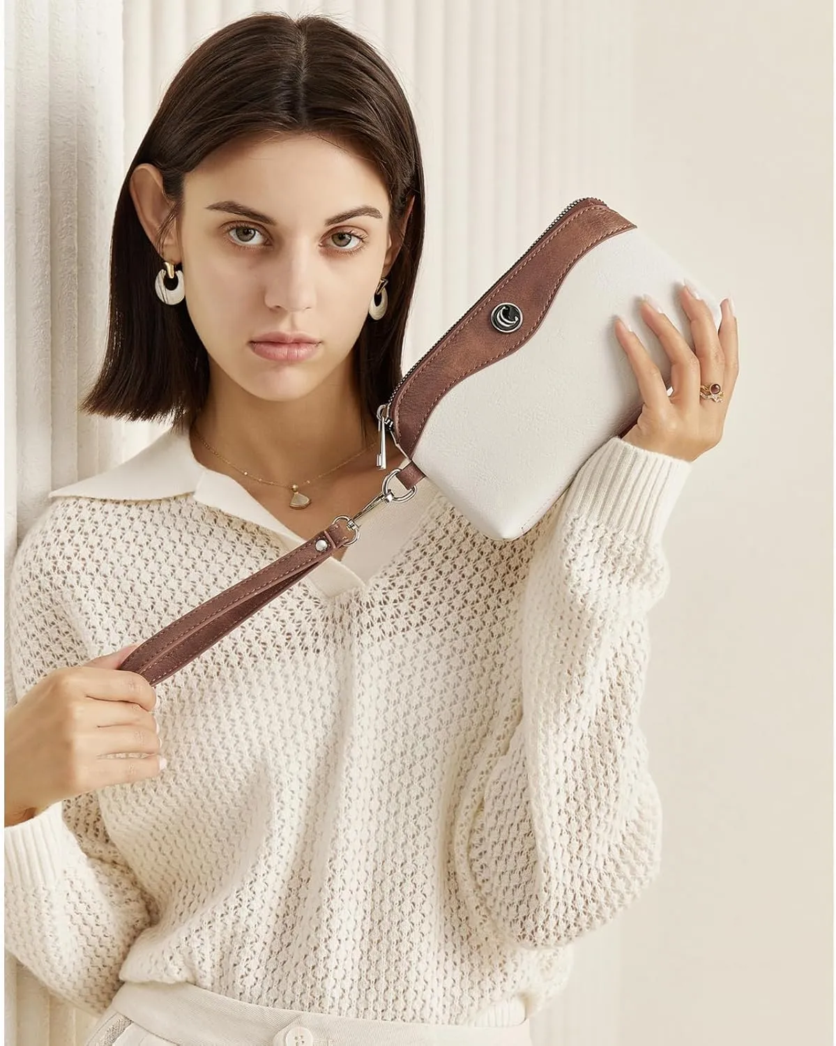 CLUCI Wristlet Wallets for Women Travel Phone Handbag Leather Clutch Purses with Card Slots