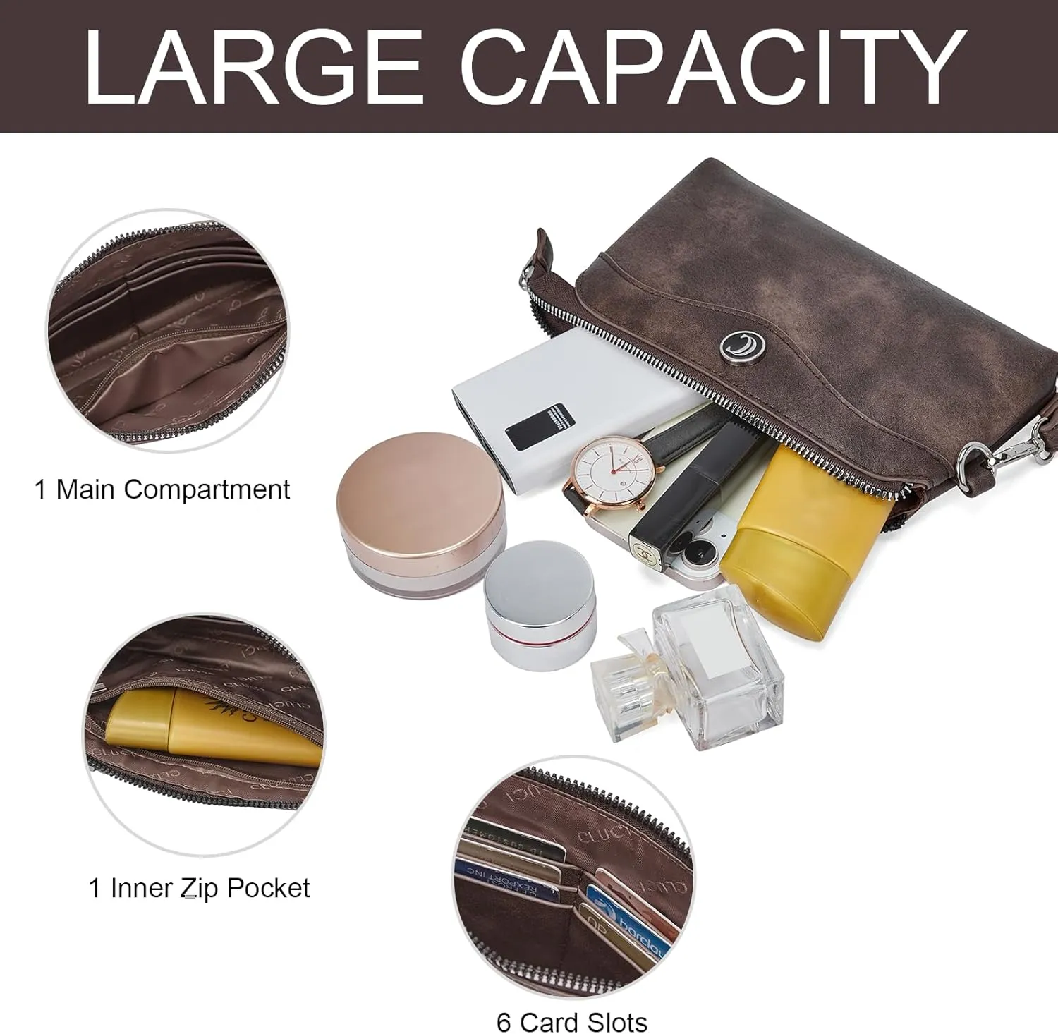 CLUCI Wristlet Wallets for Women Travel Phone Handbag Leather Clutch Purses with Card Slots