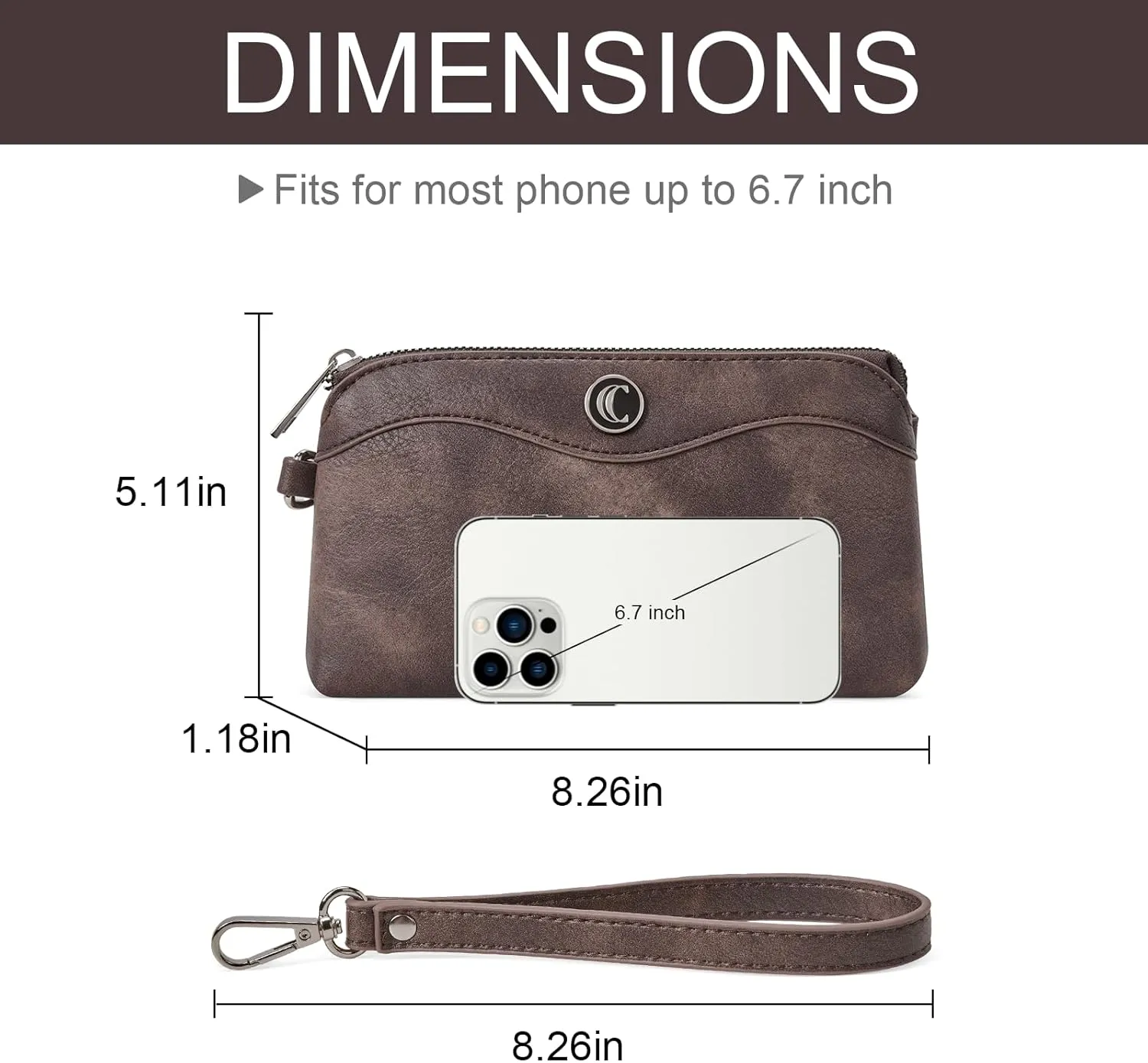 CLUCI Wristlet Wallets for Women Travel Phone Handbag Leather Clutch Purses with Card Slots