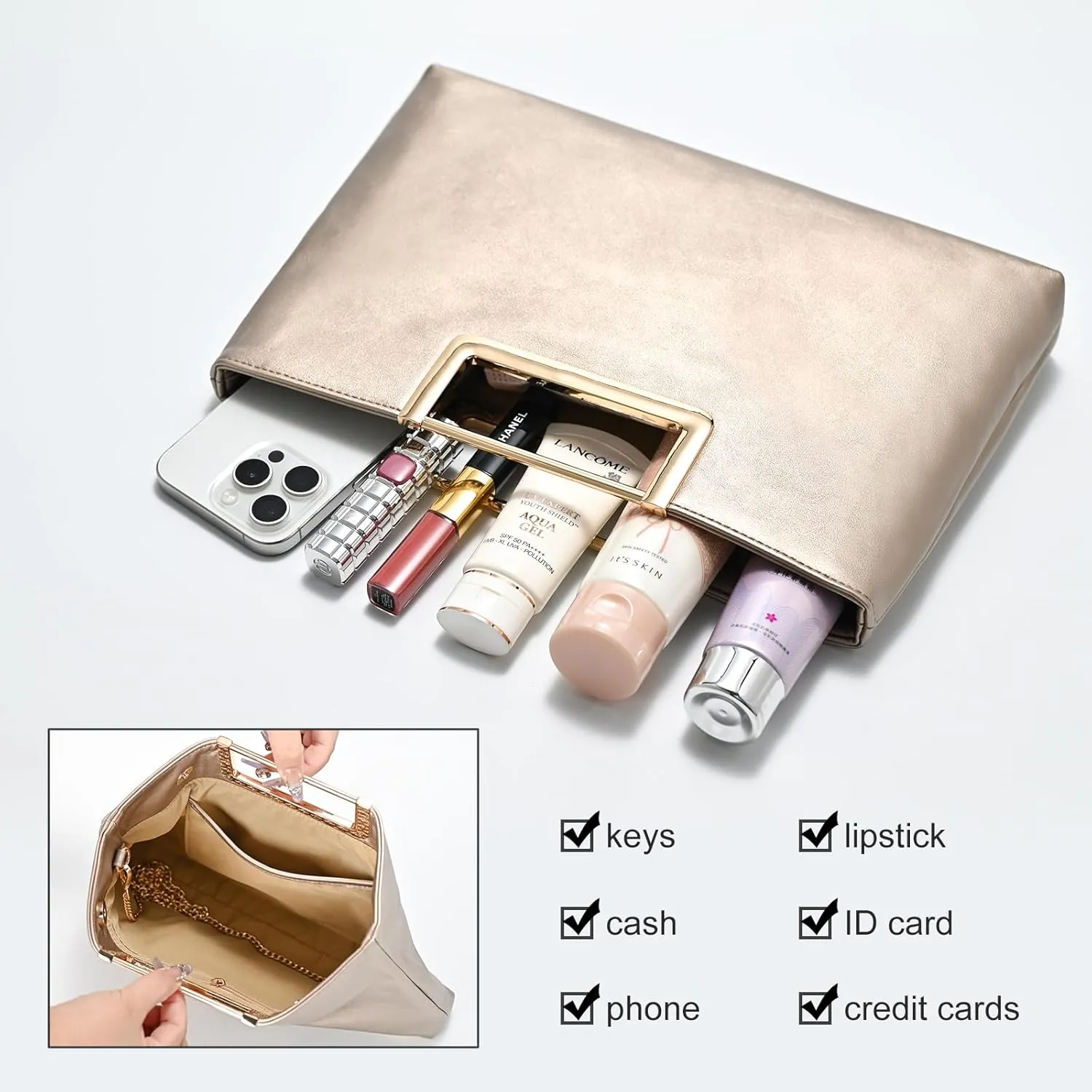 Clutch Purses for Women, Dressy Evening Crossbody Bag, Ladies Vegan Leather Wedding Party Shoulder Handbag