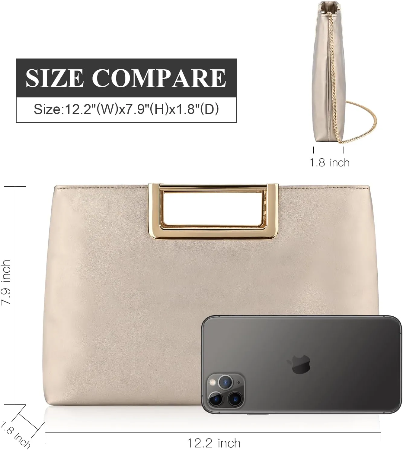 Clutch Purses for Women, Dressy Evening Crossbody Bag, Ladies Vegan Leather Wedding Party Shoulder Handbag