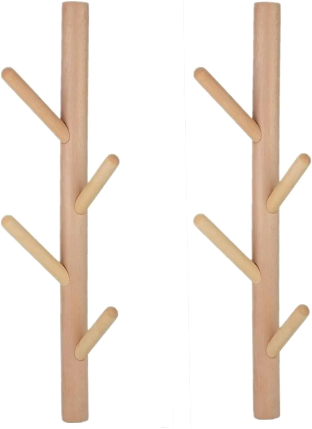 Coat Rack 2 pack-Wall Mounted Hat Rack Coat Hooks-Sturdy Wooden Coat Rack Stand-Entryway Hall Tree Coat Tree with Solid Base for Hat,Clothes,Purse,Scarves,Handbags,Umbrella(Nature)