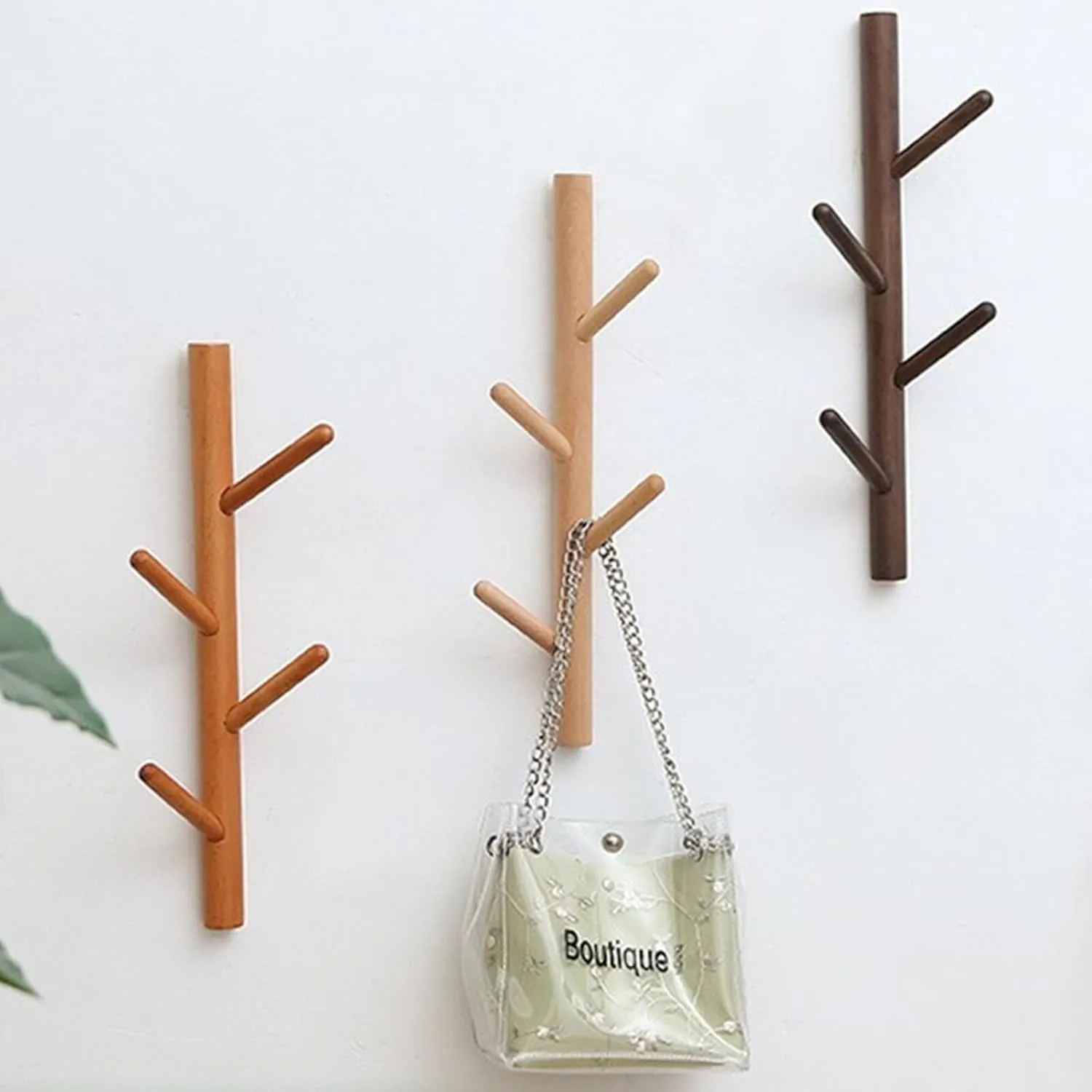 Coat Rack 2 pack-Wall Mounted Hat Rack Coat Hooks-Sturdy Wooden Coat Rack Stand-Entryway Hall Tree Coat Tree with Solid Base for Hat,Clothes,Purse,Scarves,Handbags,Umbrella(Nature)