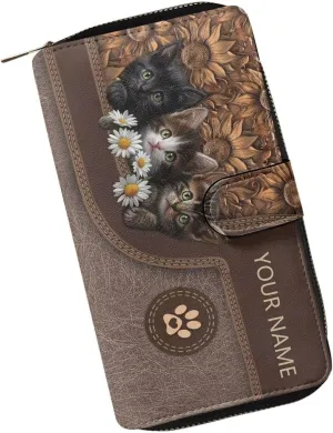 COEQINE Ladies Wallets Pink Leopard Heart Black Printed Leather Phone Long Clutch Purses Check Coin Change Holder