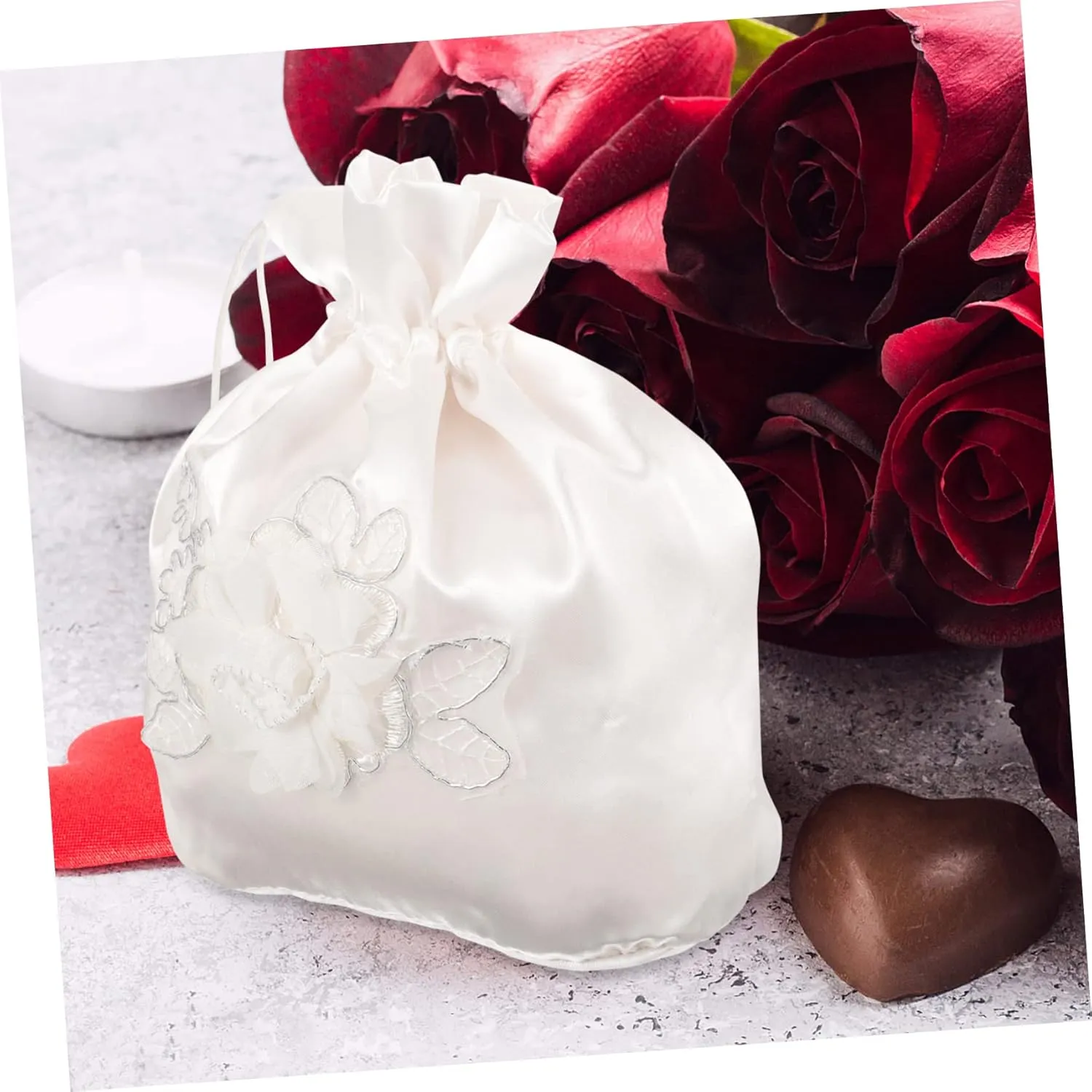 COHEALI Bridal Bags Floral White Tote Dolley Bag Fabric Money Purse Satin Wedding Decoration Bride Bridal Bags